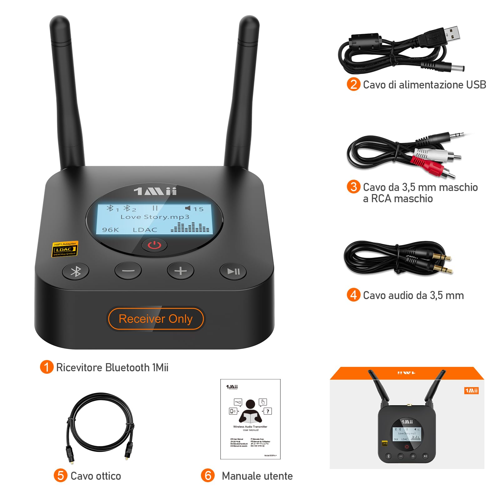 1Mii B06Pro+ Ricevitore Bluetooth LDAC Display HiFi