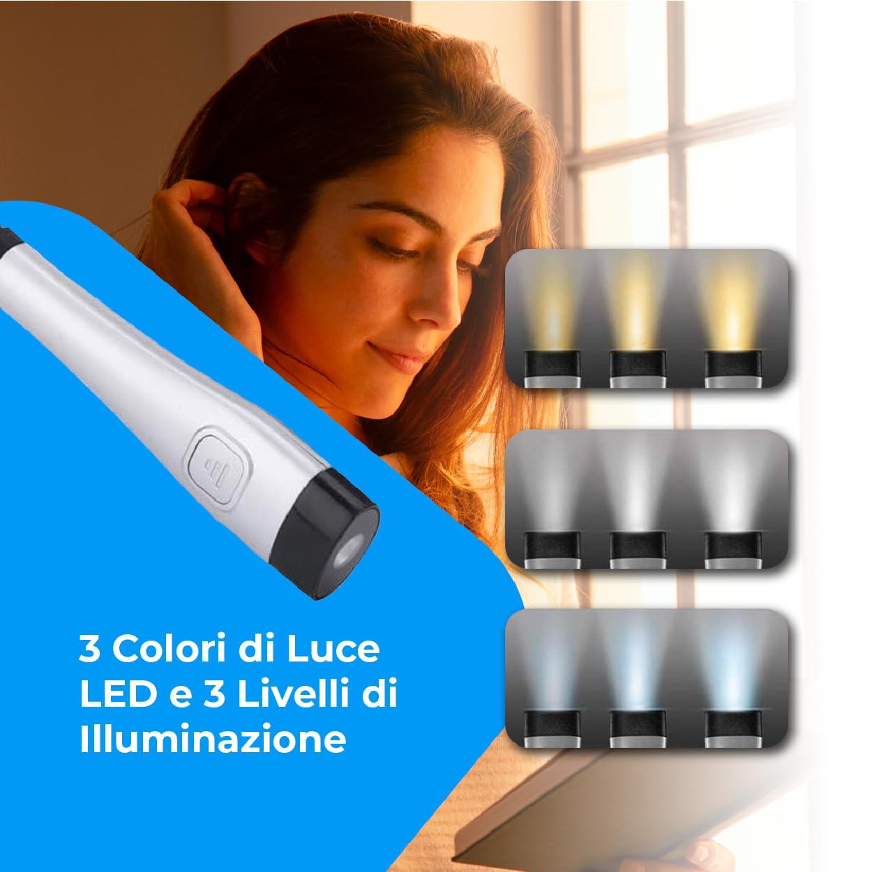 NK lampada da collo lettura LED ricaricabile bracci flessibili