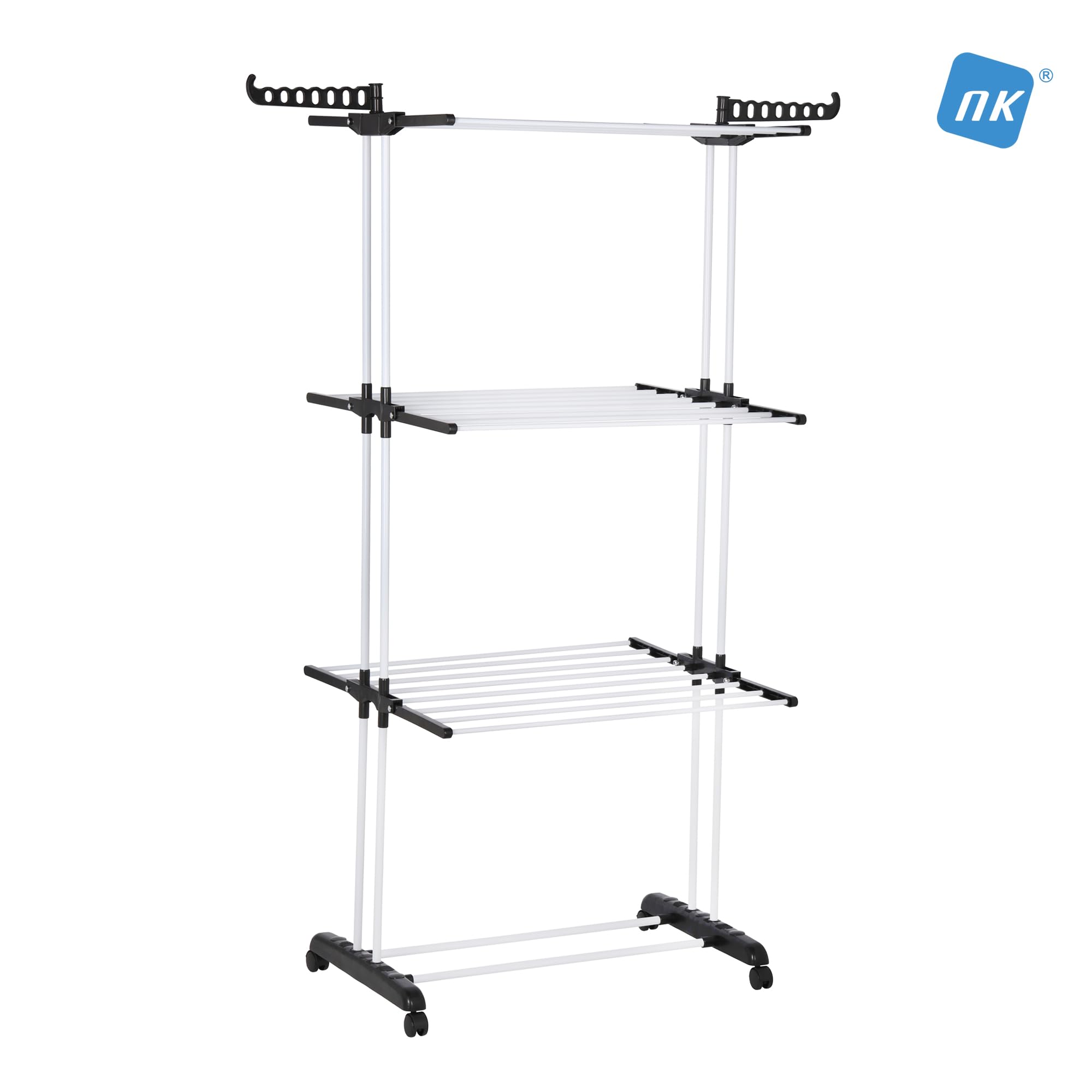 NK Stendino Verticale 4 Livelli Nero Bianco 19 m con Ruote