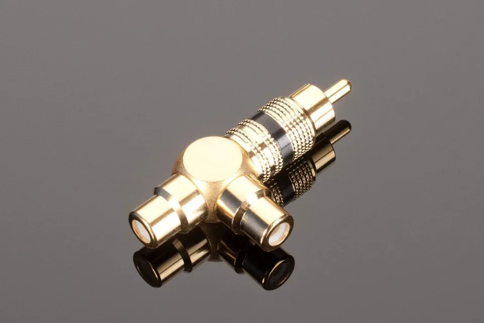 Transparent RCA Y adattatore audio dorato per subwoofer