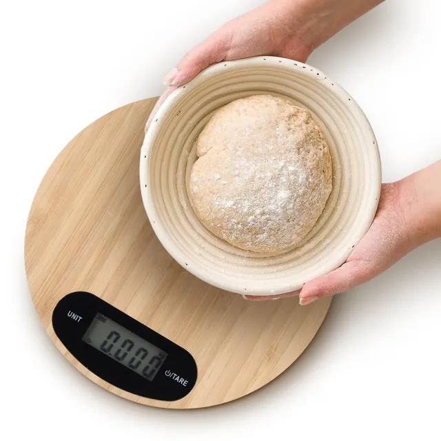 NK Bilancia Cucina Digitale Bambù 5 Kg LCD Rotonda