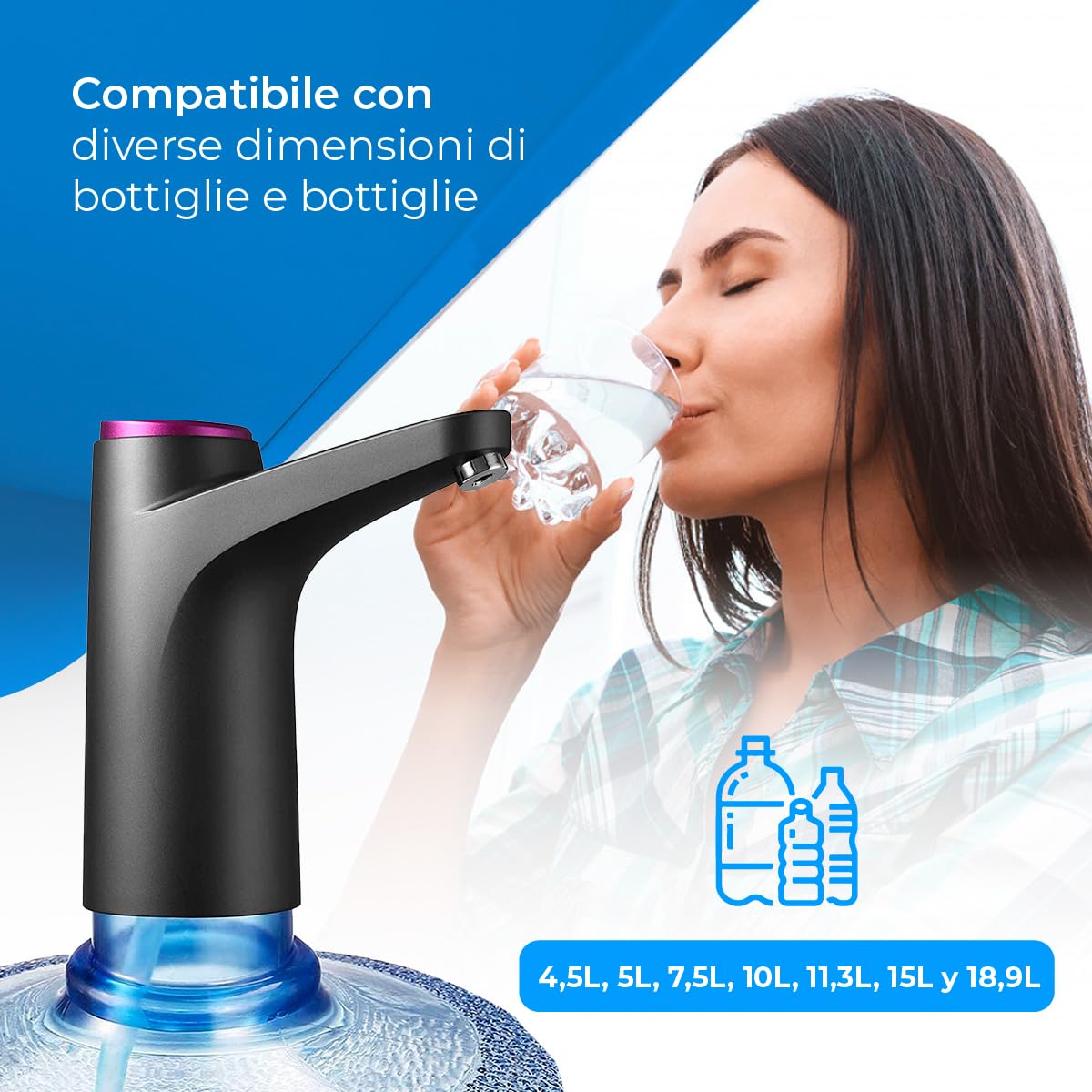 NK Casa e Cucina Distributore Acqua Elettrico Nero USB