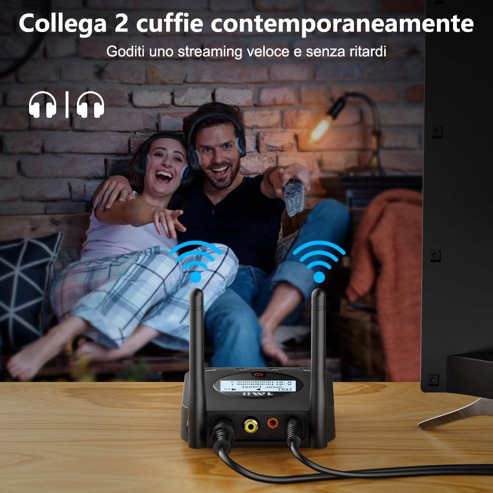 1Mii B06TX+ Trasmettitore Bluetooth TV 2 Cuffie aptX