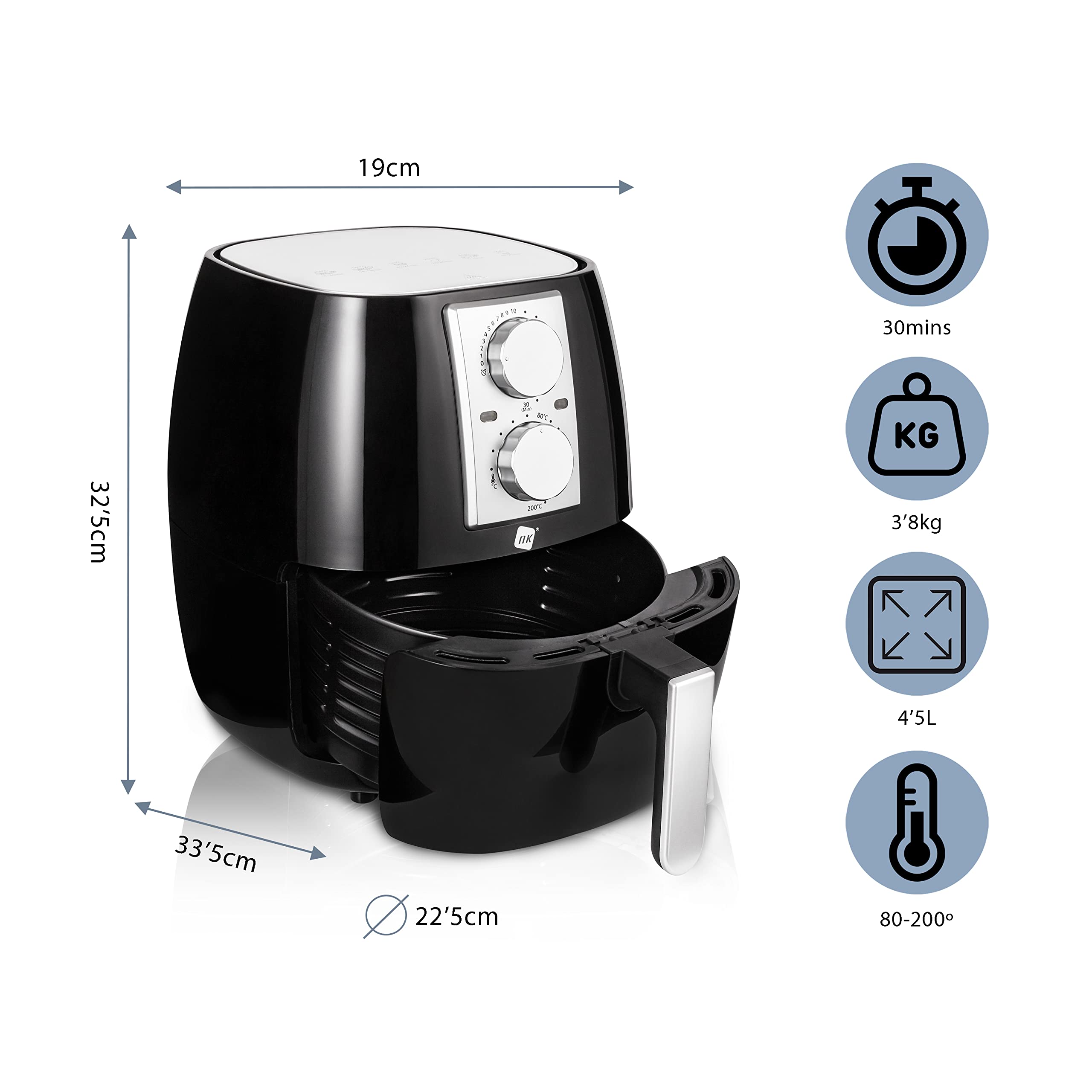 NK Friggitrice ad Aria Mechanical 4,5L 1500W 6 Programmi