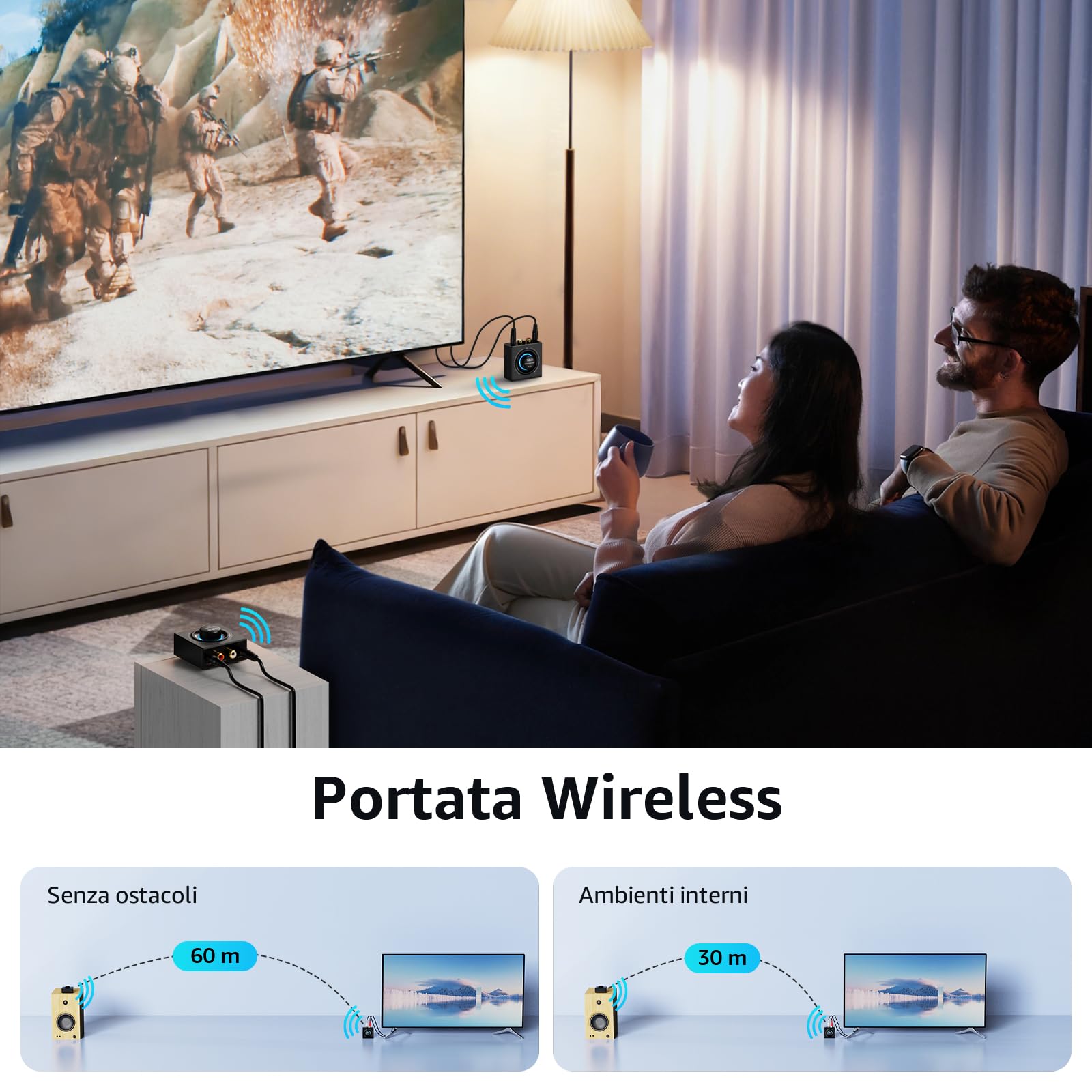1Mii 2.4G Trasmettitore Ricevitore Audio Wireless 1TX+1RX Bassa Latenza