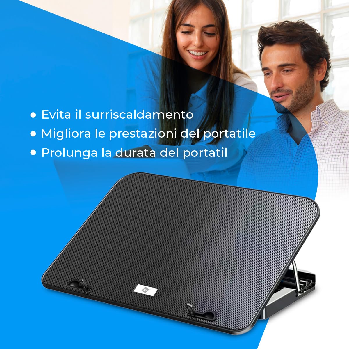 NK PC e Giochi Base Raffreddamento Laptop 6 Ventole LED Blu Nero