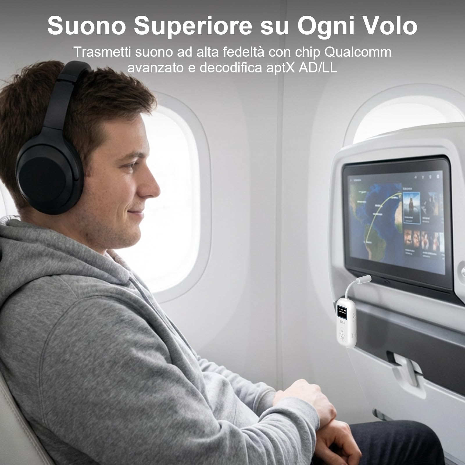 1Mii SafeFly Pro Trasmettitore Ricevitore Bluetooth Aereo