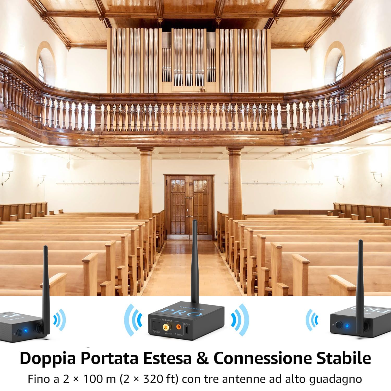 1Mii Set Audio Wireless 2.4G 1TX+2RX 100m RCA