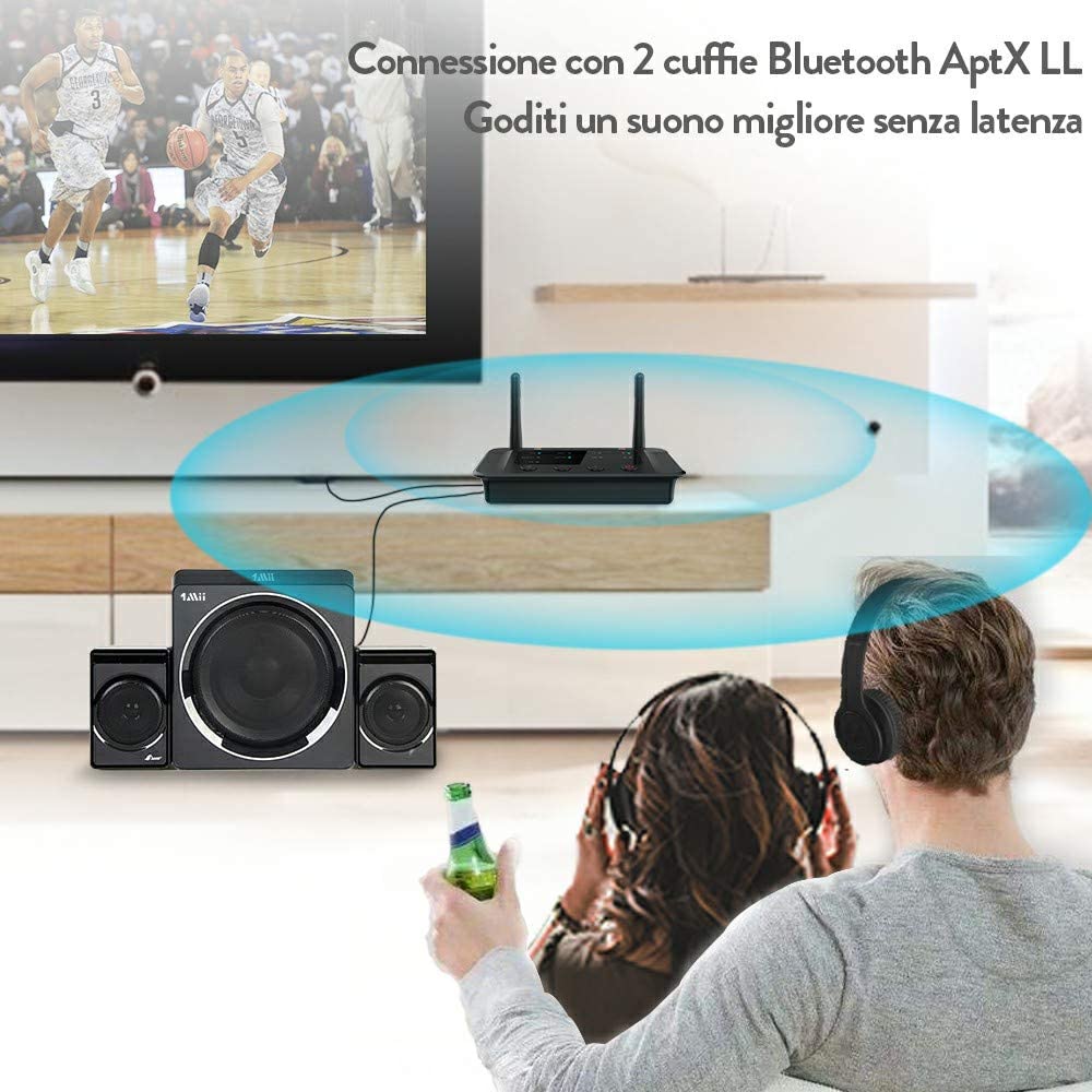 1Mii B03 Trasmettitore Ricevitore Bluetooth 5.3 aptX TV