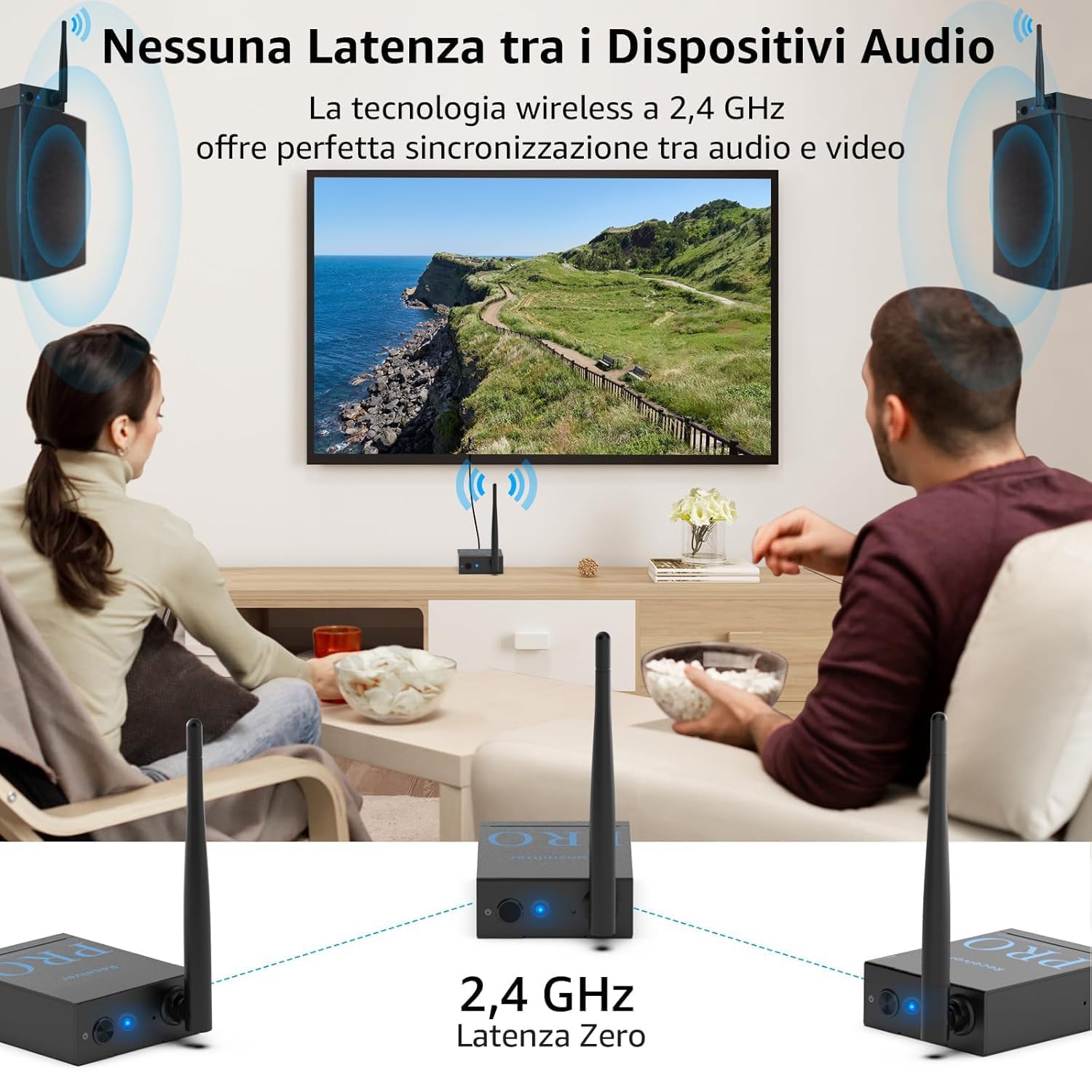 1Mii Set Audio Wireless 2.4G 1TX+2RX 100m RCA
