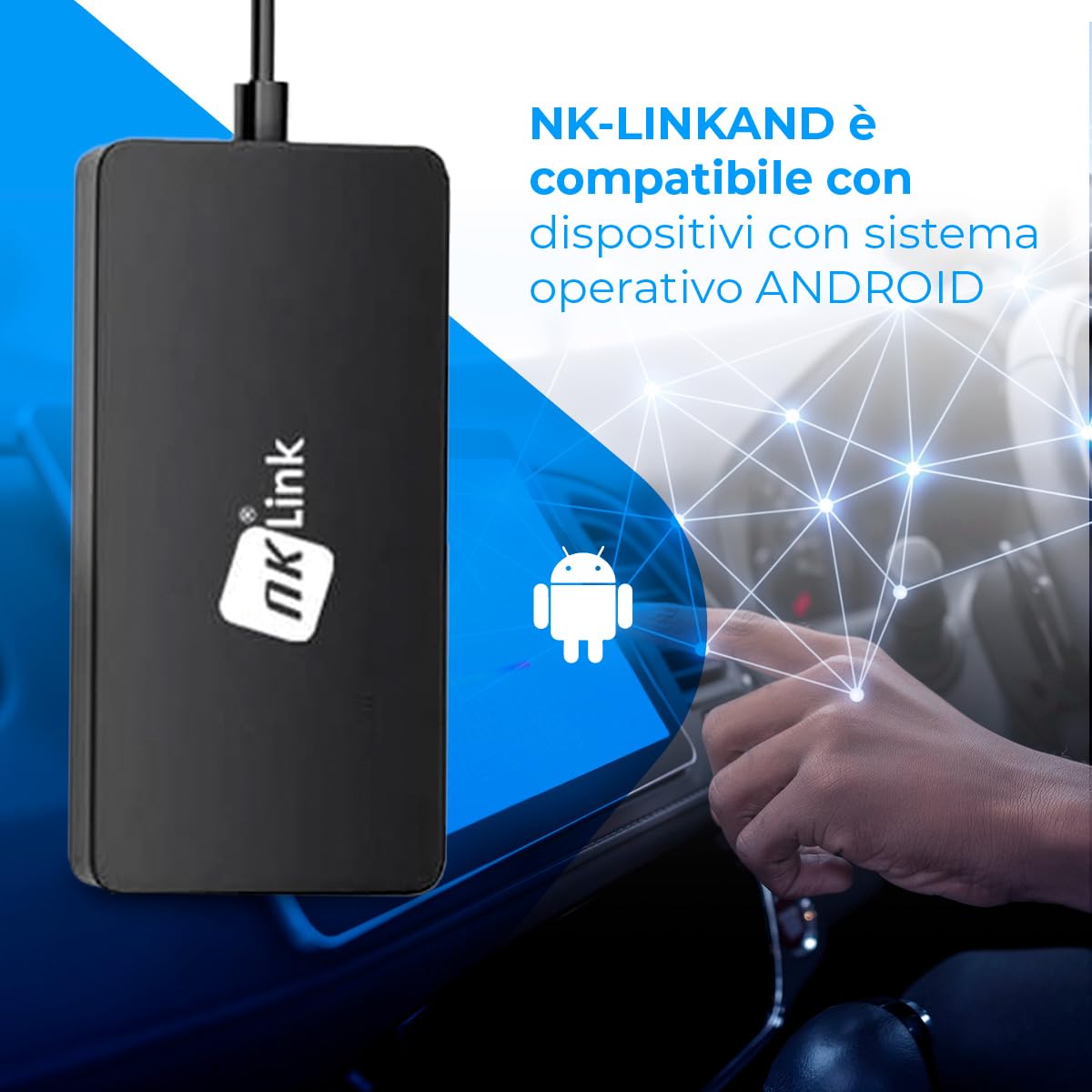 NK NK-LINKAND adattatore wireless CarPlay Android Auto blu