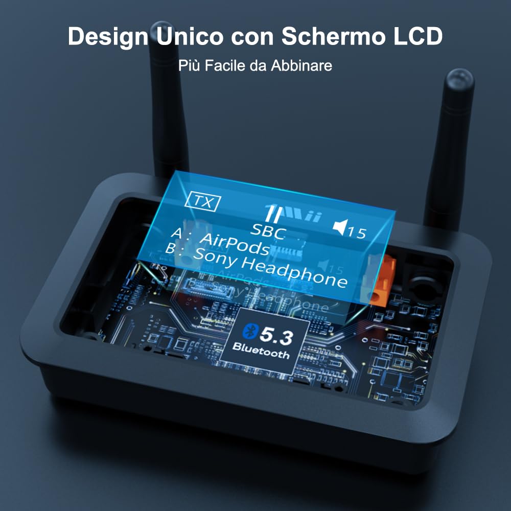 1Mii B03+ Trasmettitore Ricevitore Bluetooth aptX Schermo